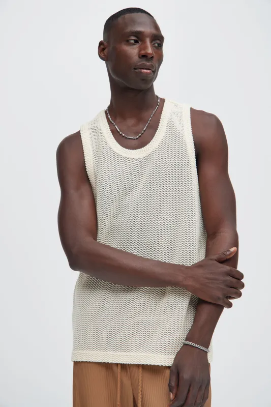 Open Knit Sweater Tank - Cream sold by Fashion Nova