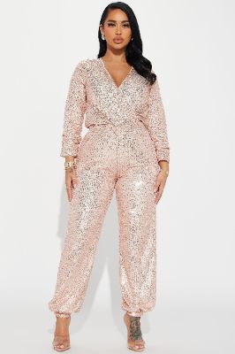 Crowded Room Sequin Jumpsuit - Champagne sold by Fashion Nova