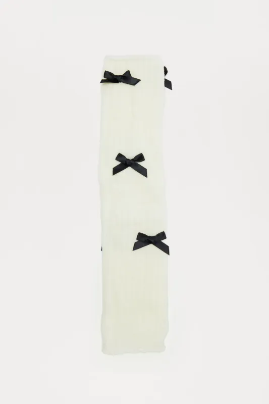 Ballet Bow Leg Warmers - White/Black sold by Fashion Nova