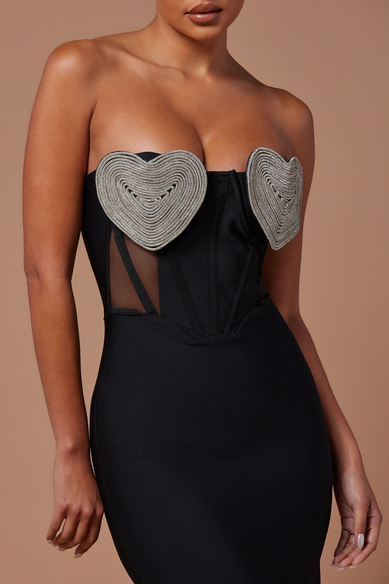 Shimmering Heart Embellished Midi Dress - Black sold by Fashion Nova product image thumbnail 2