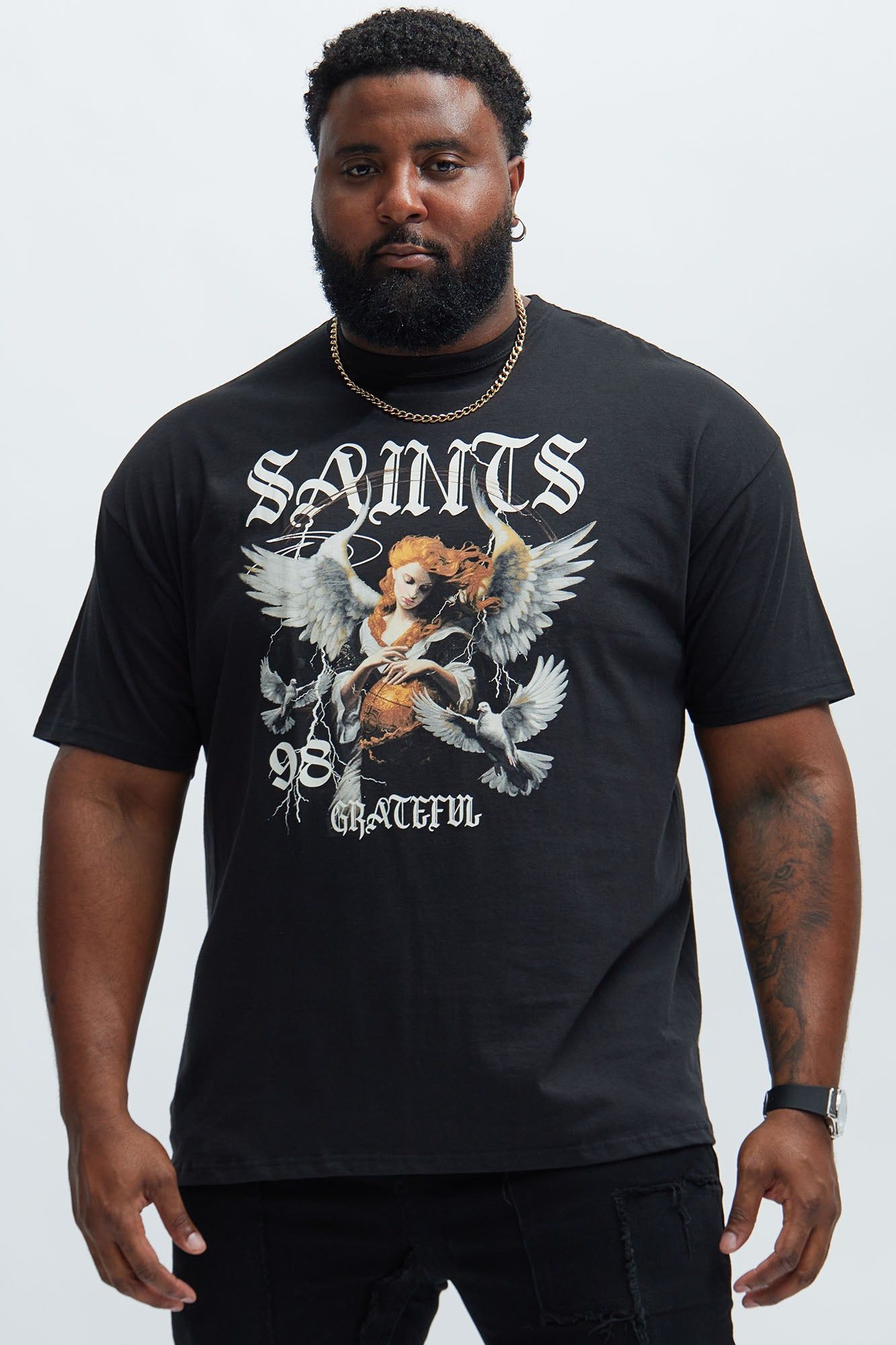 Saints Grateful Short Sleeve Tee - Black sold by Fashion Nova product image thumbnail 4