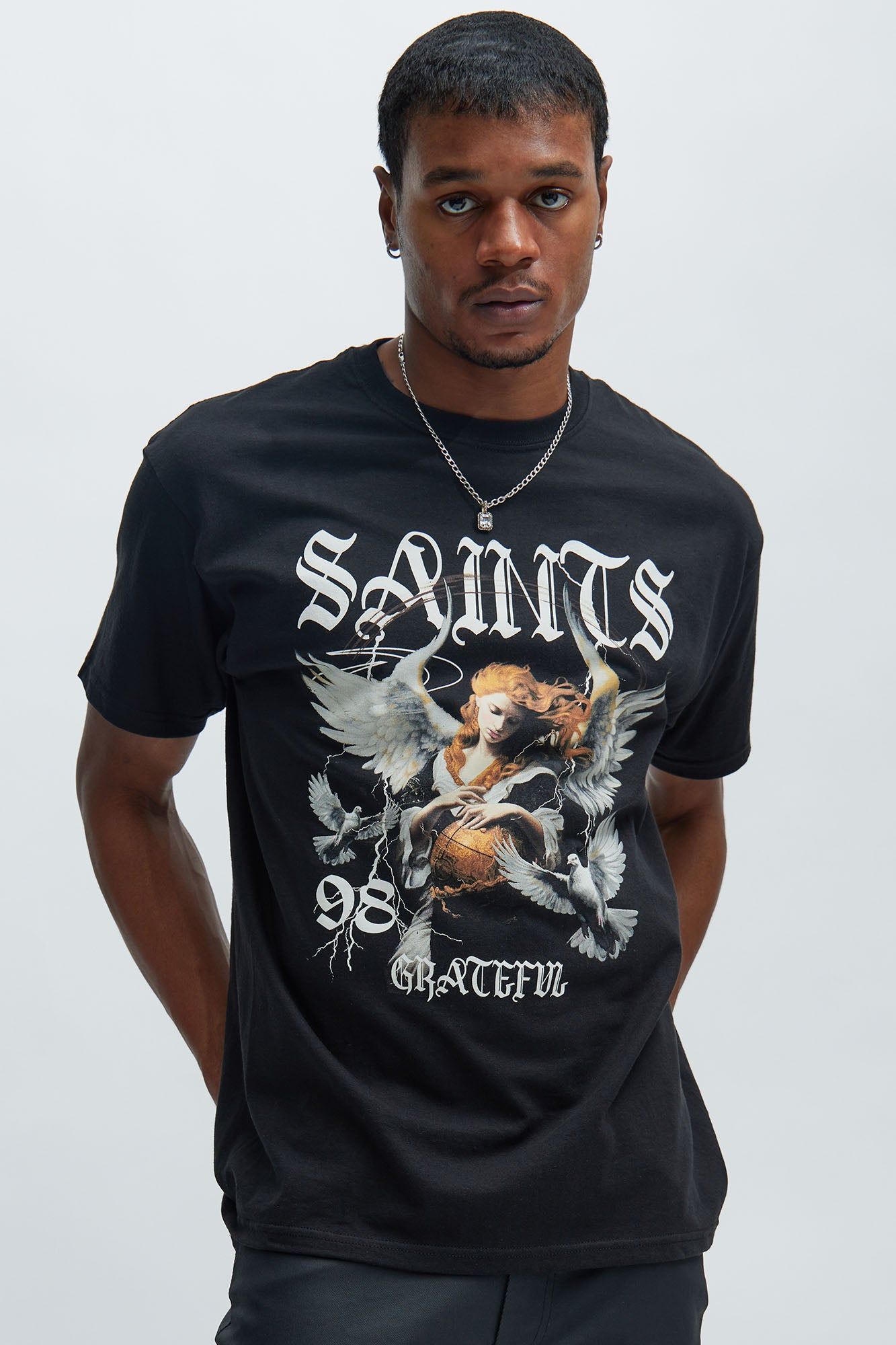 Saints Grateful Short Sleeve Tee - Black sold by Fashion Nova