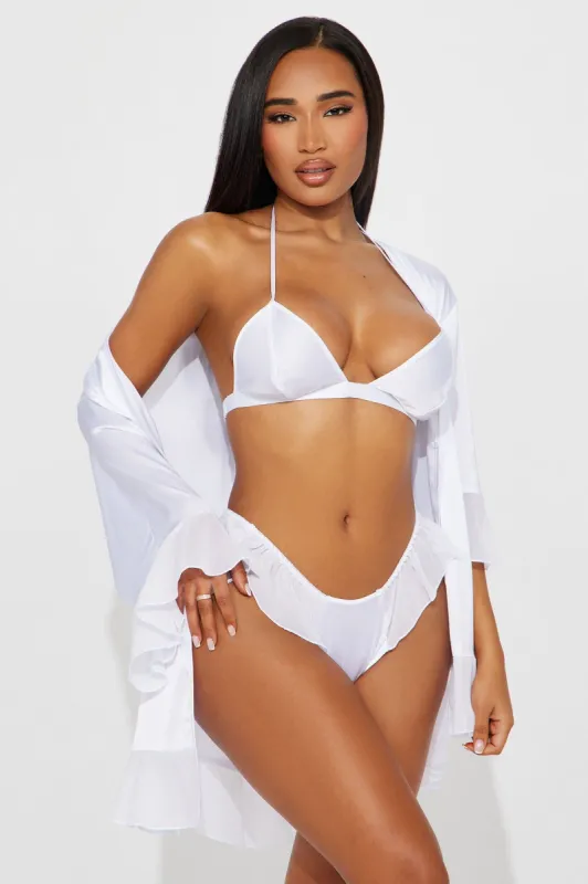 Love Letters To You Satin 2 Piece And Robe Set - White sold by Fashion Nova
