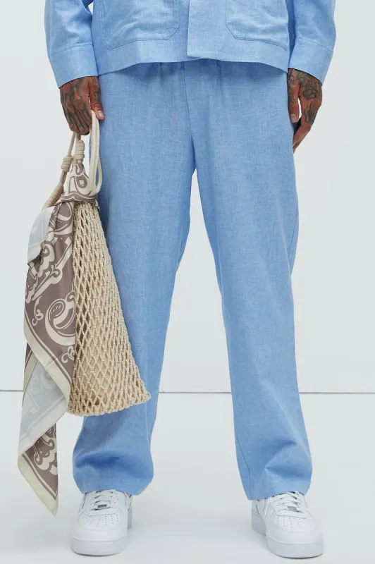 Bahamas Linen Pants - Ice Blue sold by Fashion Nova