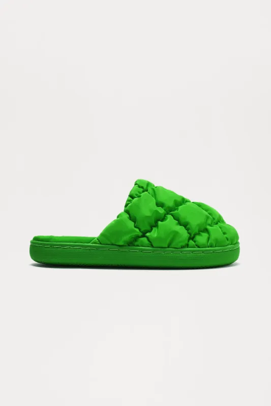 Down To Lounge Slippers - Green sold by Fashion Nova