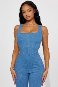 Get Inspired Denim Jumpsuit - Medium sold by Fashion Nova