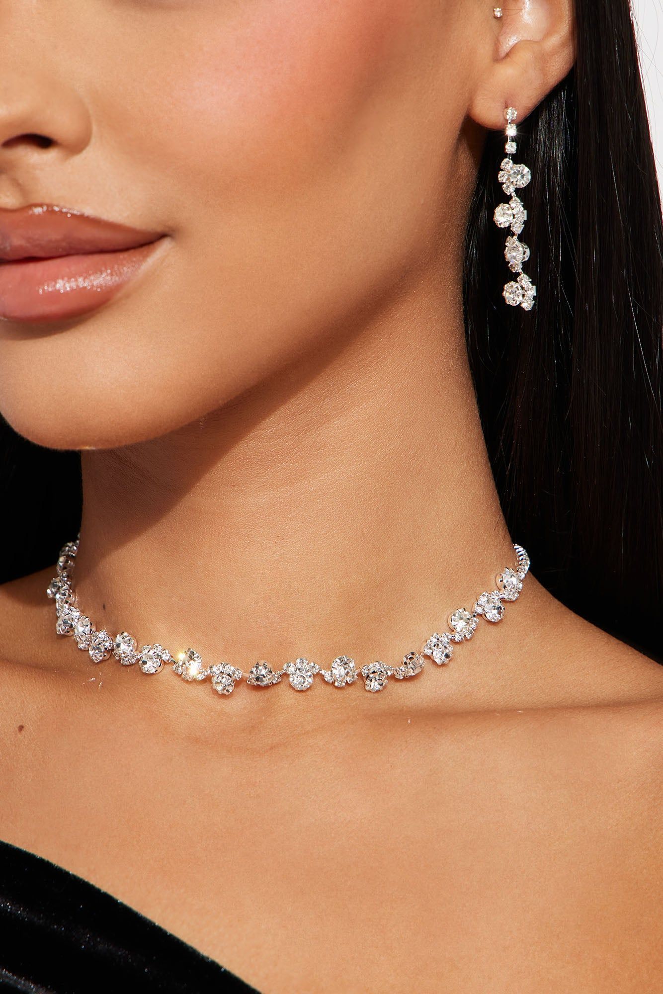 Way Too Pretty Necklace And Earring Set - Silver sold by Fashion Nova