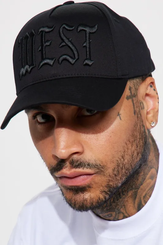 West Side Snapback Hat - Black/Black sold by Fashion Nova
