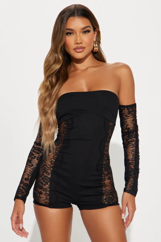Thank You For Nothing Romper - Black sold by Fashion Nova