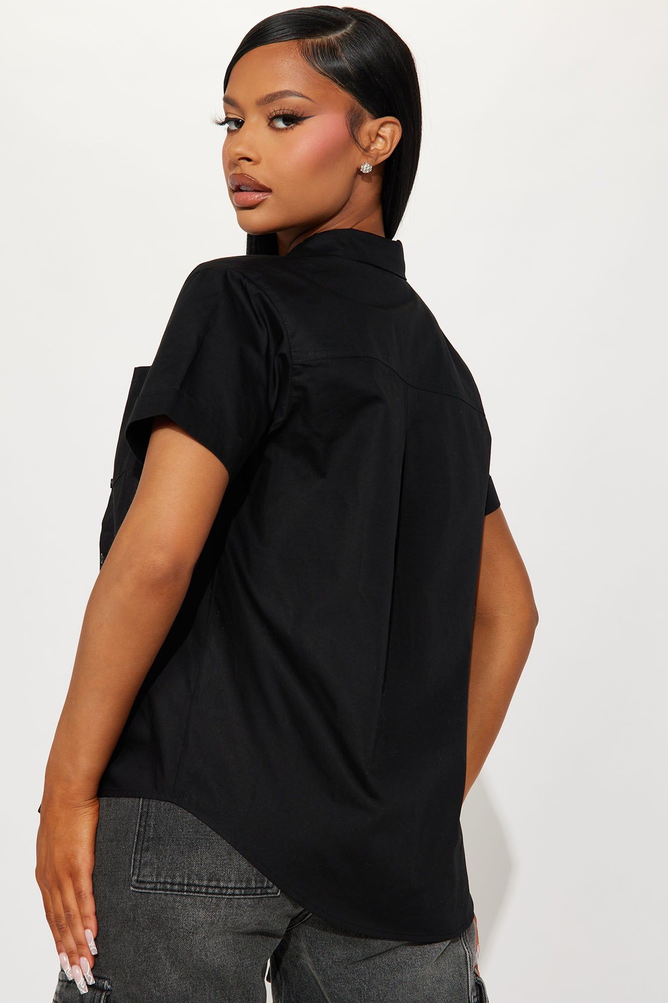 Always With Ideas Poplin Shirt - Black sold by Fashion Nova product image thumbnail 3