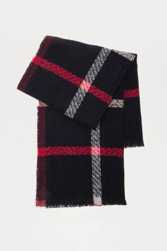 Veronica Plaid Scarf - Black/Red sold by Fashion Nova