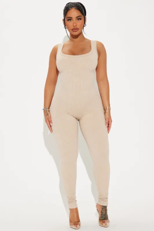 Melissa Washed Seamless Jumpsuit - Taupe sold by Fashion Nova