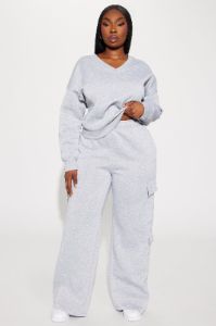 Anais Wide Leg Lounge Pant - Heather Grey sold by Fashion Nova