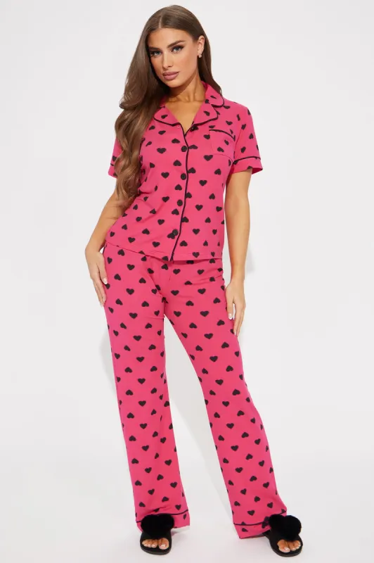 Pajama Party Crew PJ Pant Set - Hot Pink sold by Fashion Nova