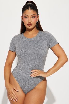 Scarlette Double Lined Crew Neck Bodysuit - Grey sold by Fashion Nova