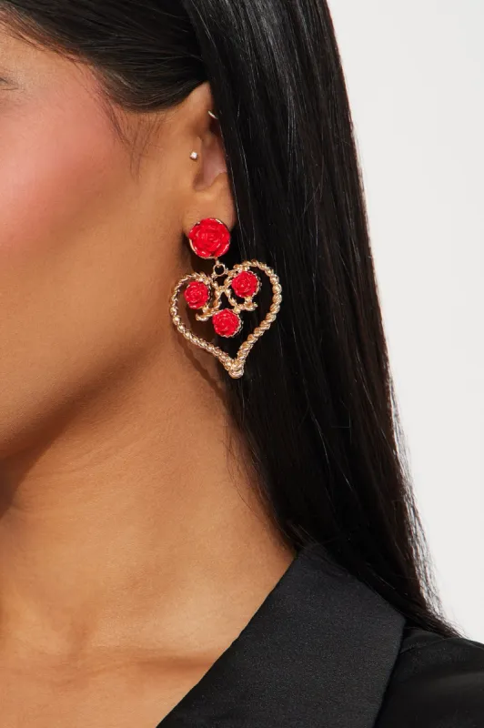Roses With Love Drop Earrings - Gold sold by Fashion Nova