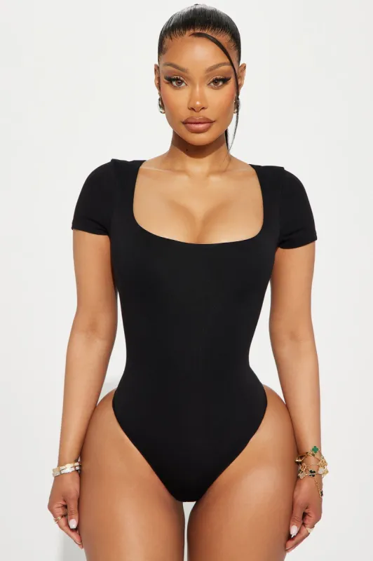Devyn Double Layered Bodysuit - Black sold by Fashion Nova