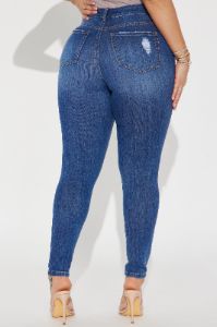 Higher Frequency Stretch Ripped Skinny Jeans - Medium Wash sold by Fashion Nova