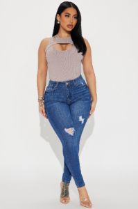 Higher Frequency Stretch Ripped Skinny Jeans - Medium Wash sold by Fashion Nova