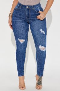 Higher Frequency Stretch Ripped Skinny Jeans - Medium Wash sold by Fashion Nova