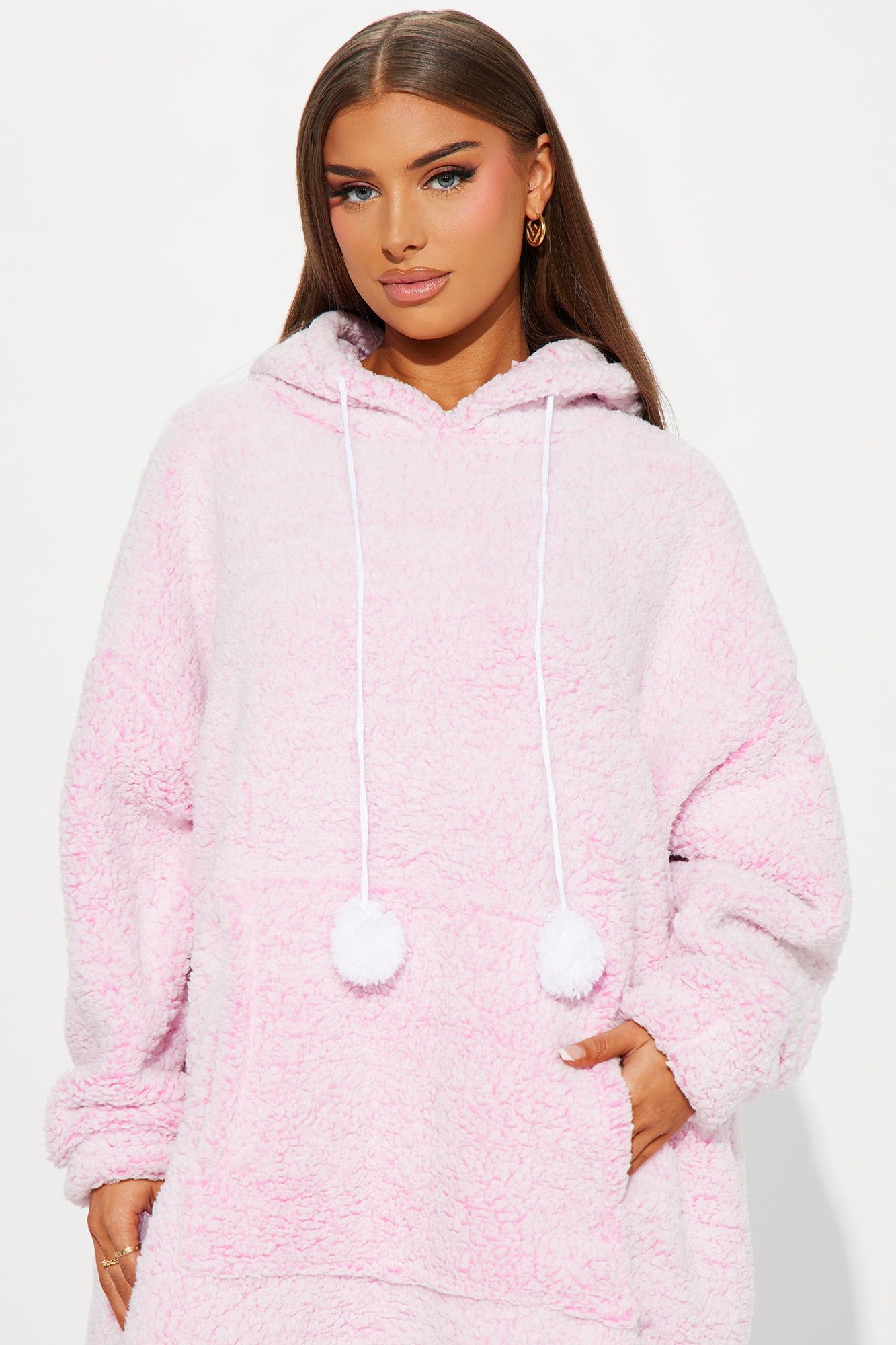 Cozy Up PJ Plush Big Cozy Hoodie - Pink sold by Fashion Nova product image thumbnail 3