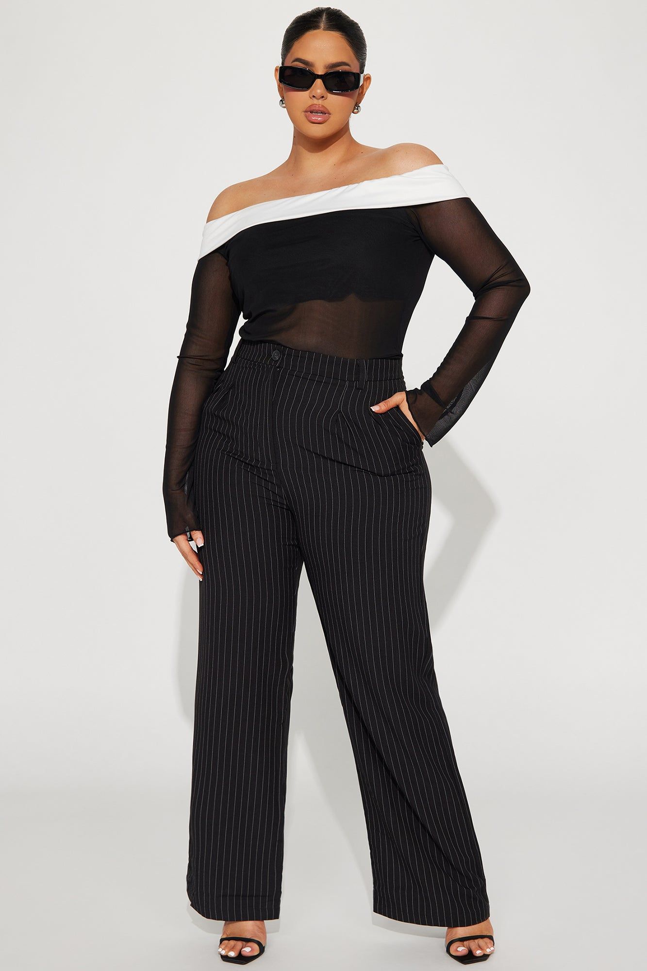 Sophisticated Lady Mesh Top - Black/White sold by Fashion Nova product image thumbnail 5