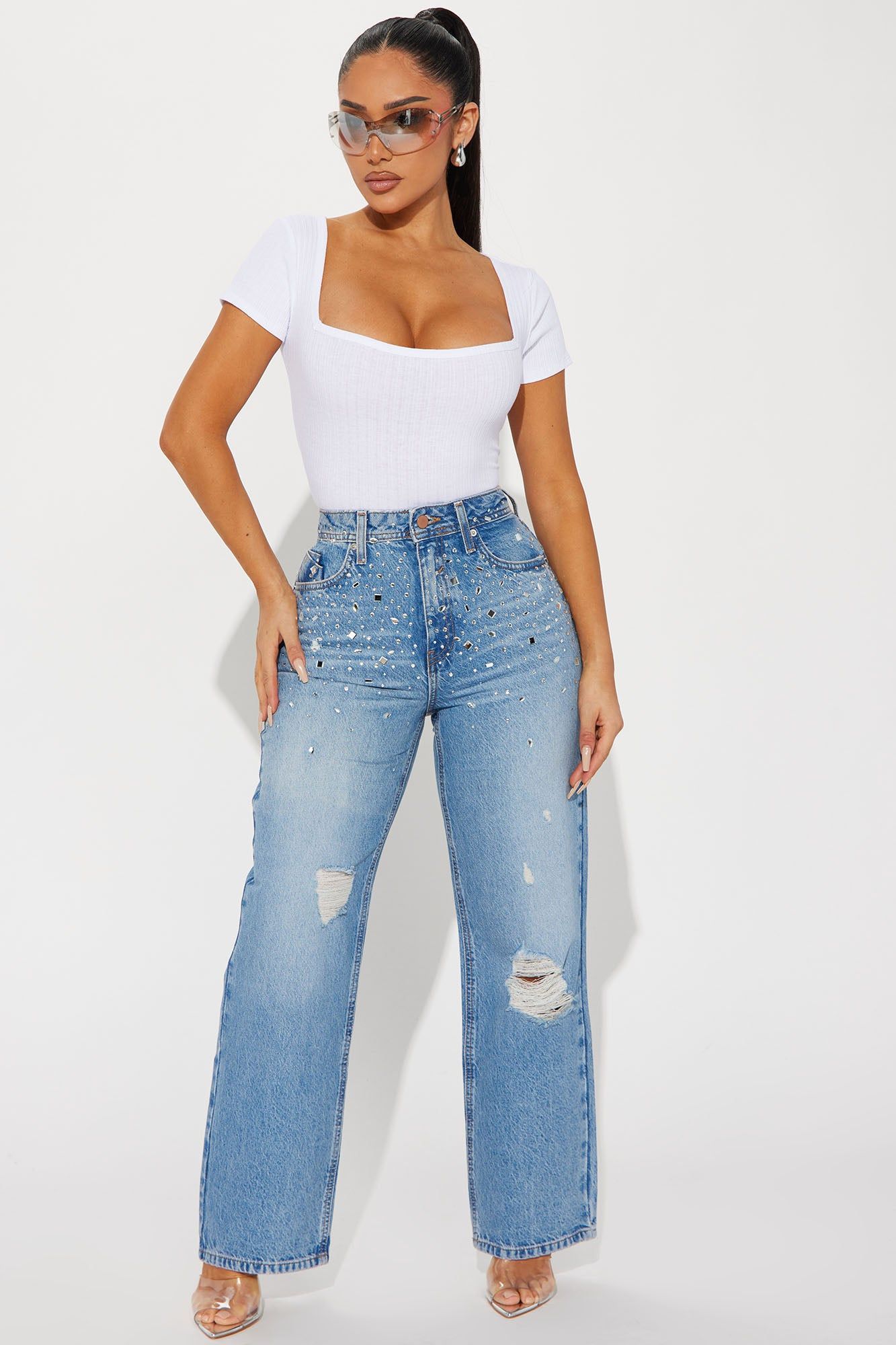 Dana Square Neck Tee - White sold by Fashion Nova product image thumbnail 2