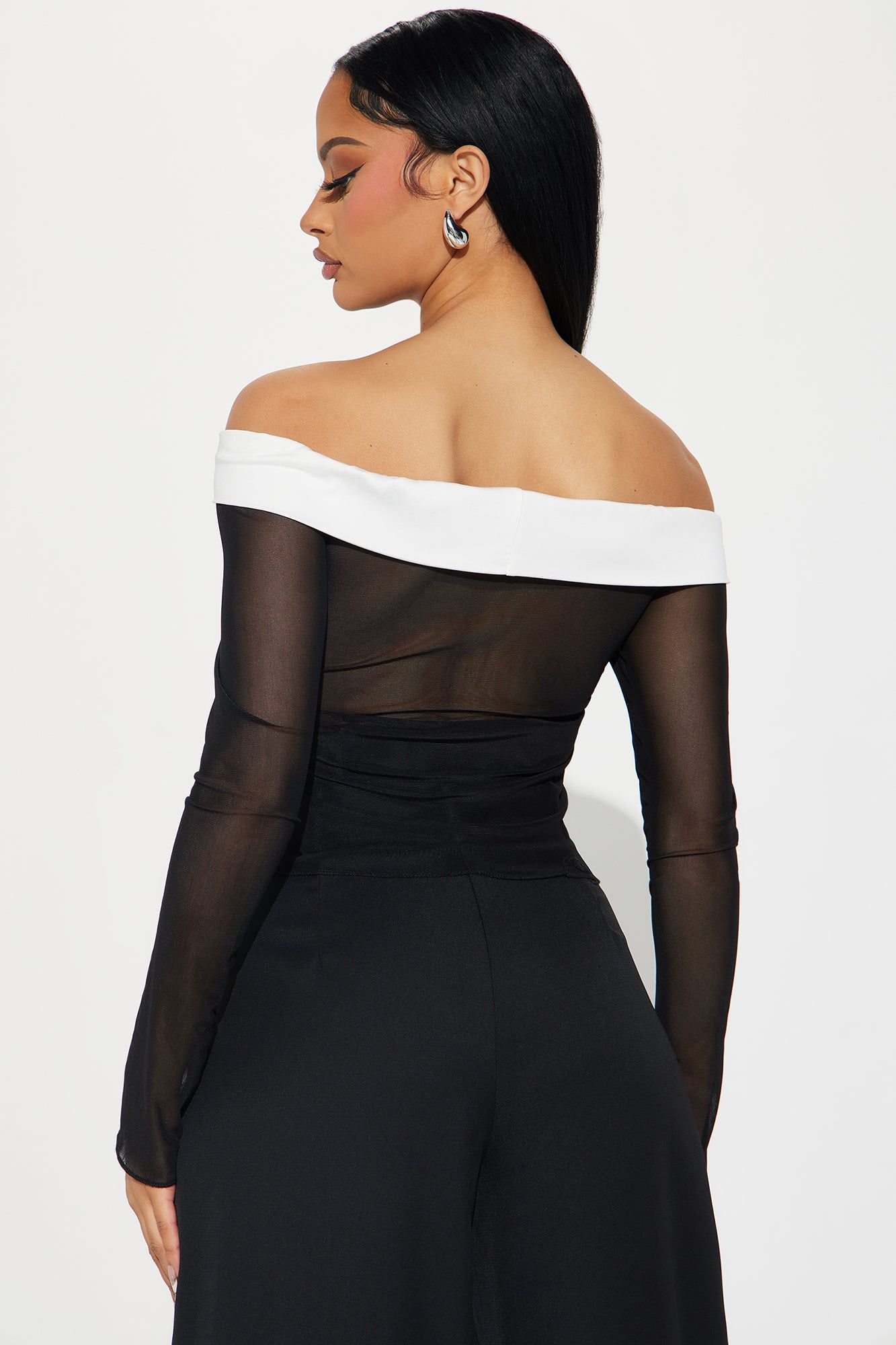 Sophisticated Lady Mesh Top - Black/White sold by Fashion Nova product image thumbnail 3