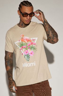 Miami Flamingo Short Sleeve Tee - Sand sold by Fashion Nova