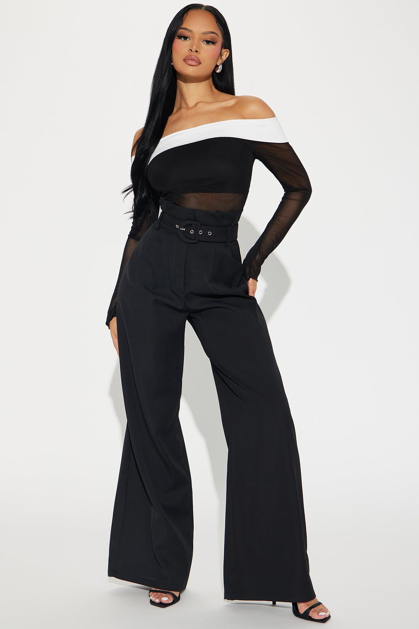 Sophisticated Lady Mesh Top - Black/White sold by Fashion Nova product image thumbnail 2