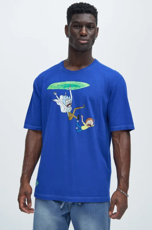 Rick And Morty Dropping In Short Sleeve Tee - Blue sold by Fashion Nova