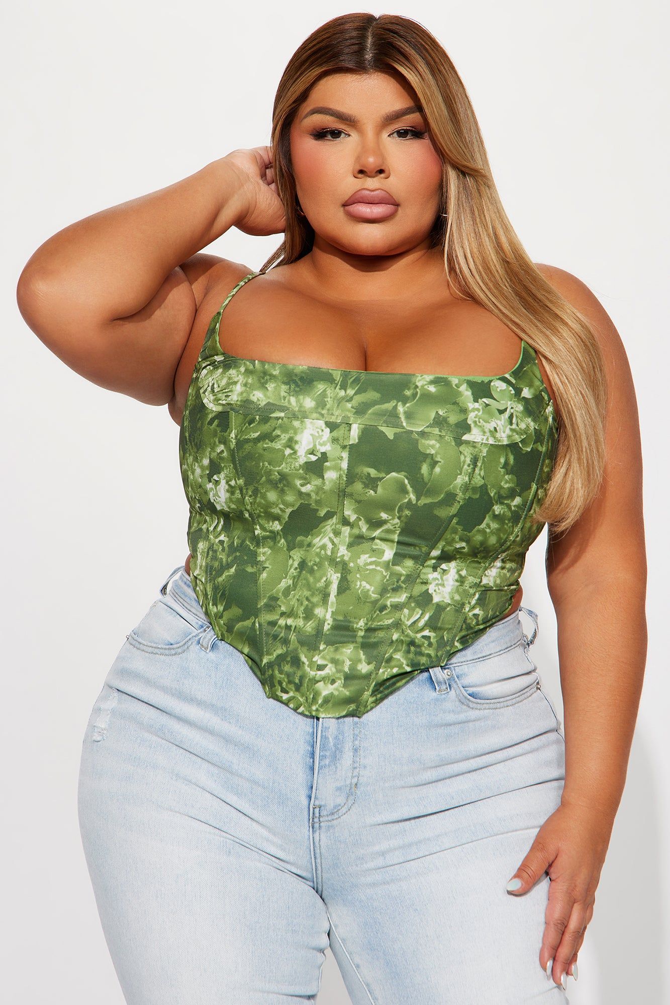 Bring Me Flowers Corset Top - Olive sold by Fashion Nova