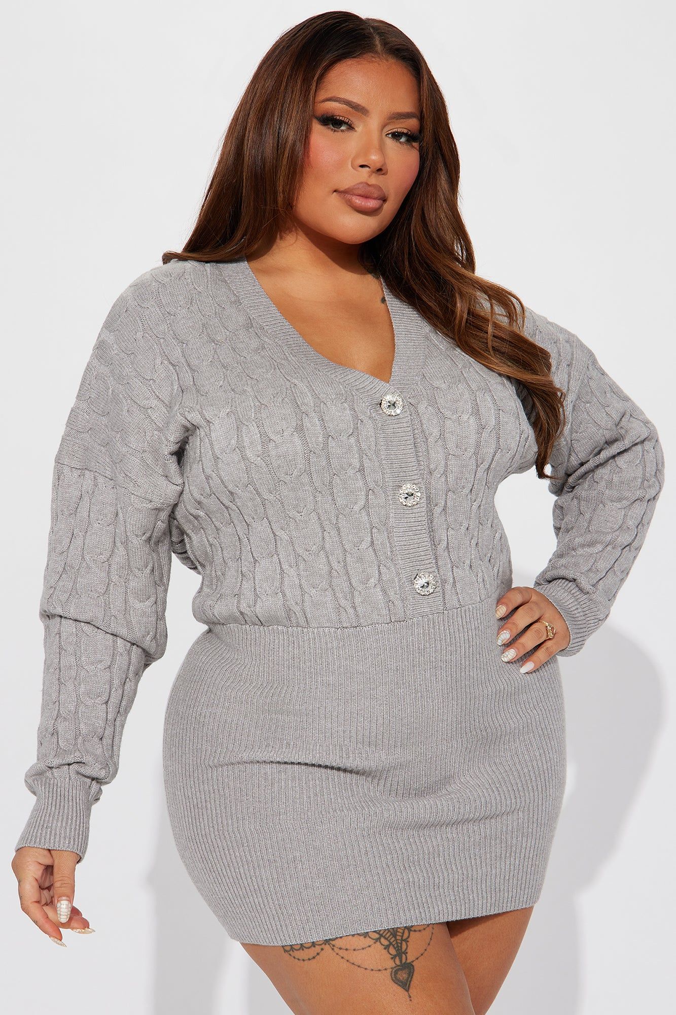 Abbey Sweater Mini Dress - Grey sold by Fashion Nova product image thumbnail 4