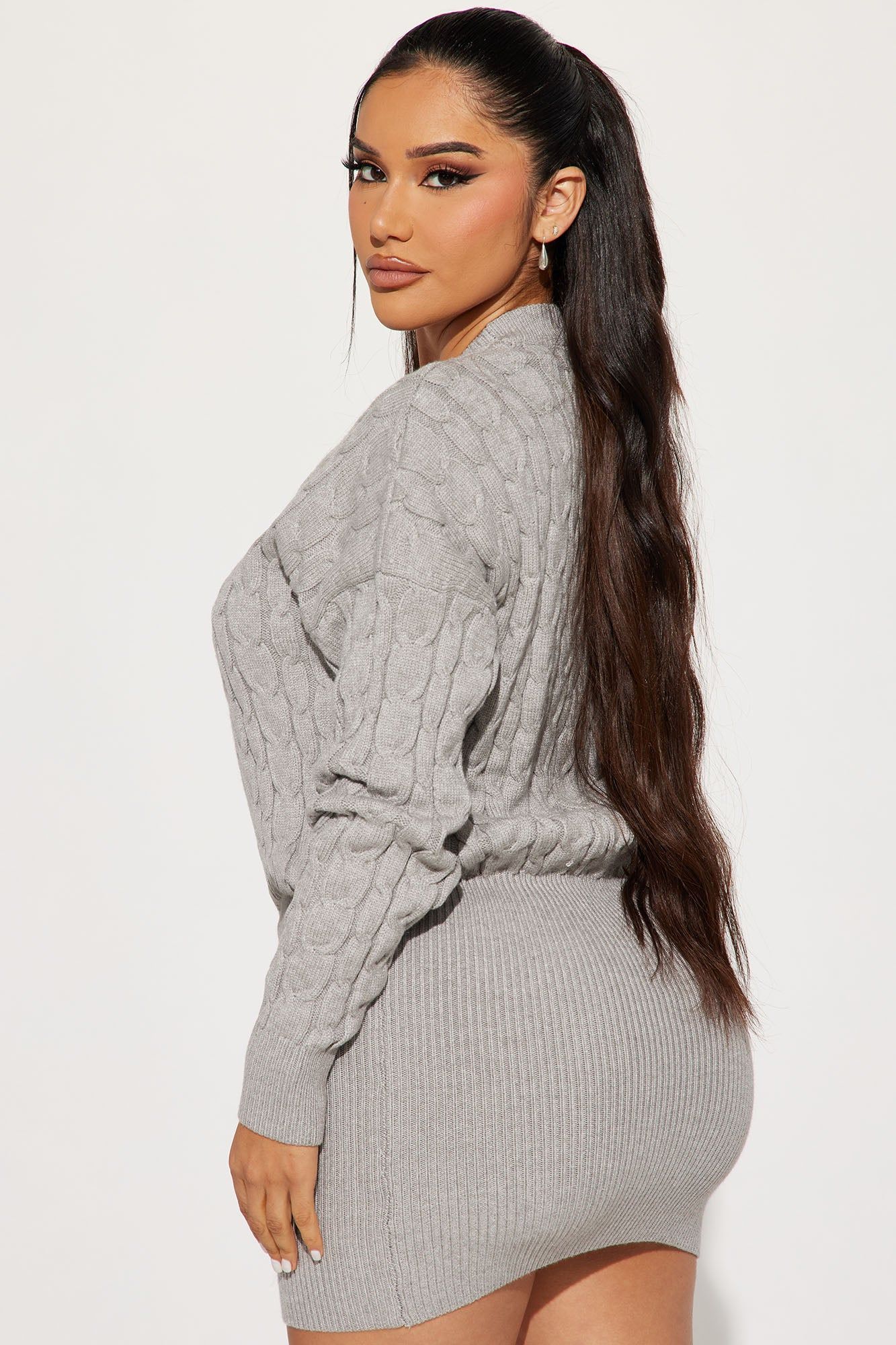 Abbey Sweater Mini Dress - Grey sold by Fashion Nova product image thumbnail 3