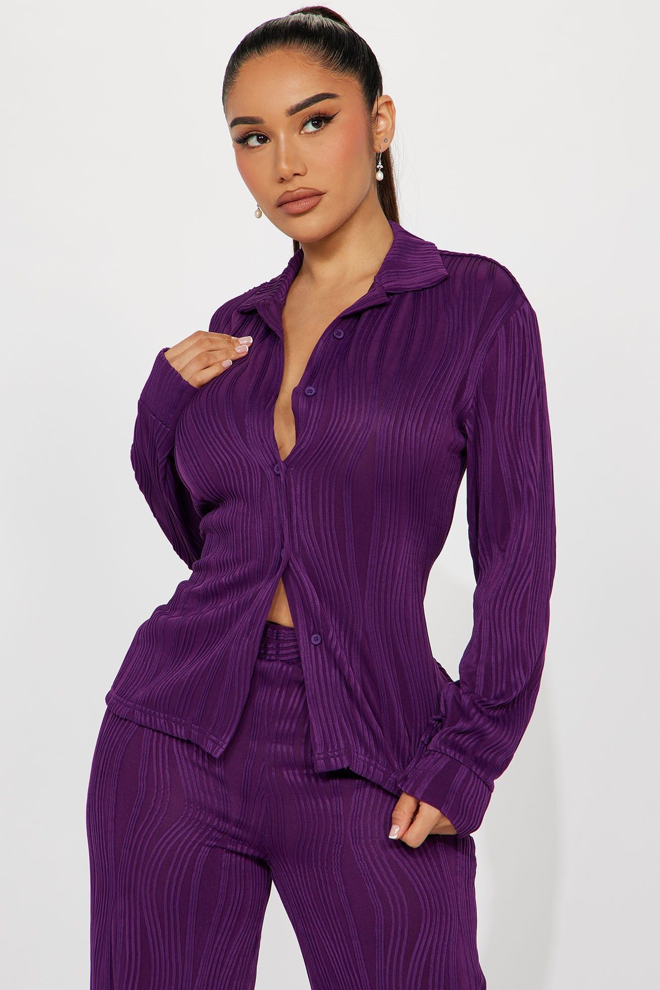 Anisa Textured Pant Set - Plum sold by Fashion Nova product image thumbnail 2