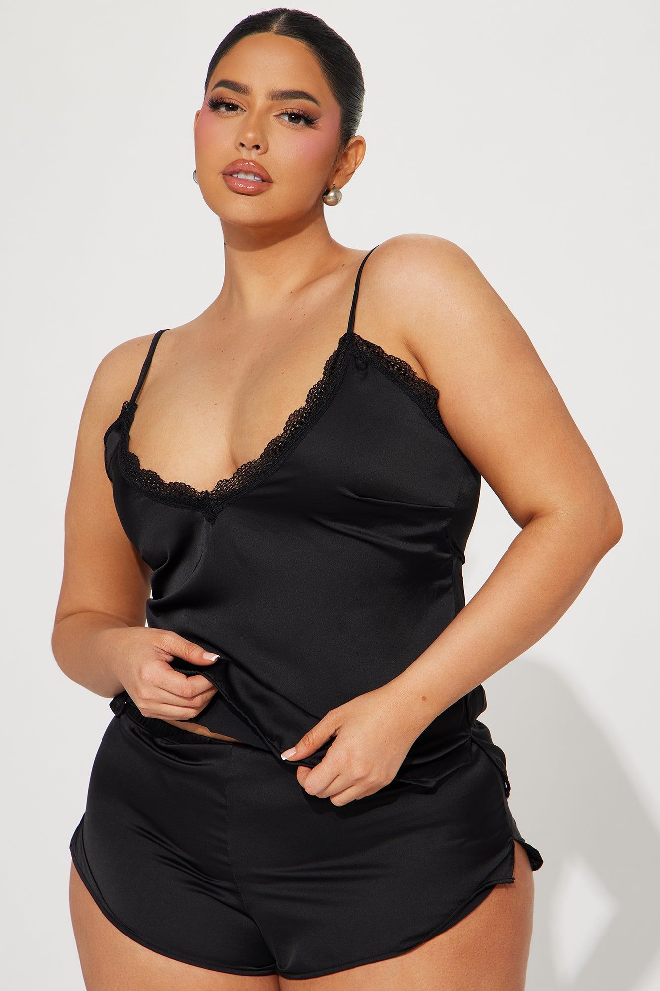 Wake Me Up Satin PJ Short Set - Black sold by Fashion Nova product image thumbnail 4