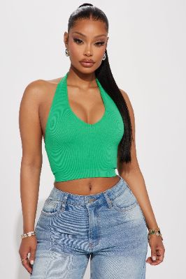 Simi Seamless Halter Crop Top - Kellygreen sold by Fashion Nova