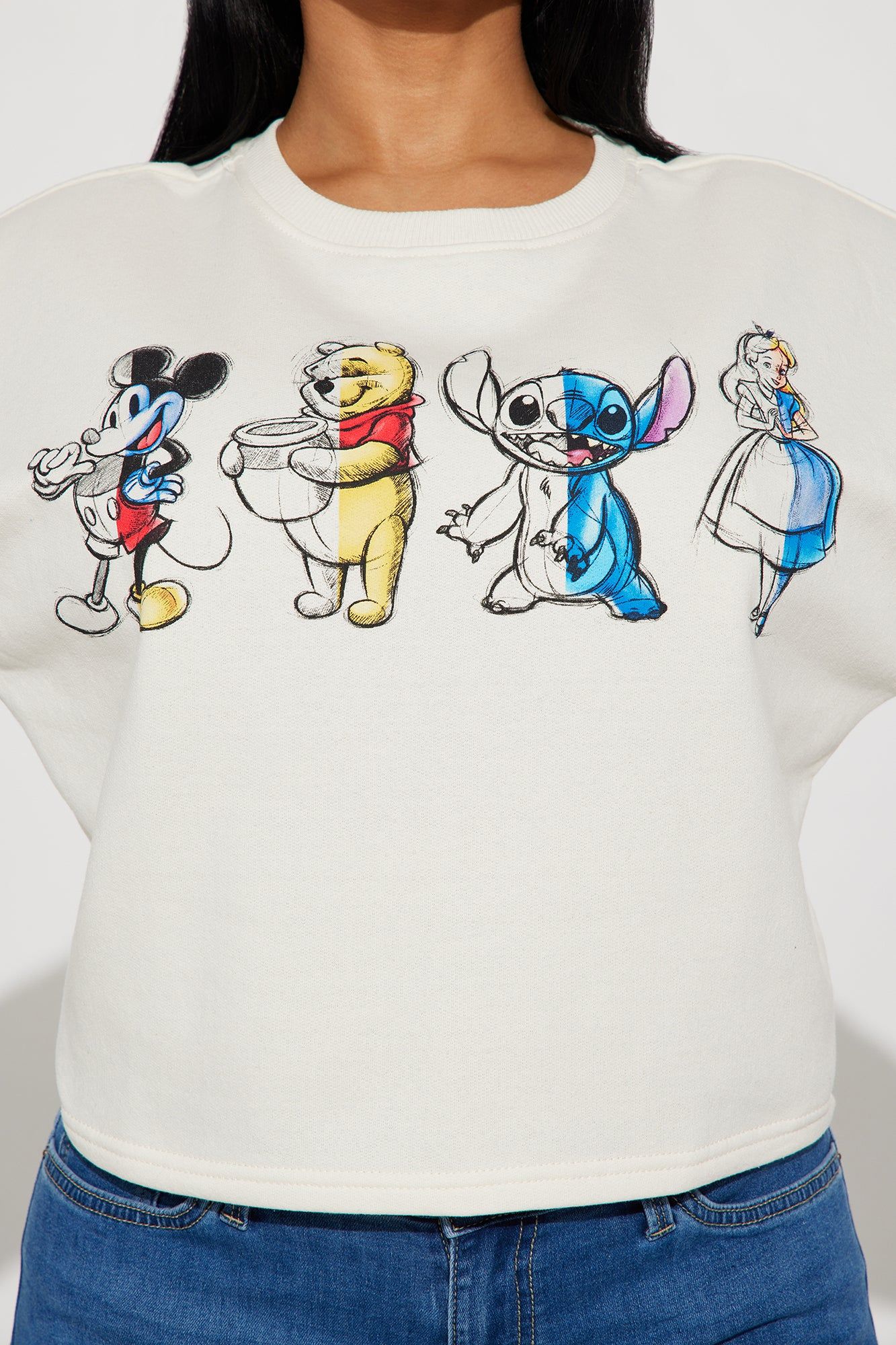 Disney Characters Crew Neck Sweatshirt - Ivory sold by Fashion Nova product image thumbnail 4