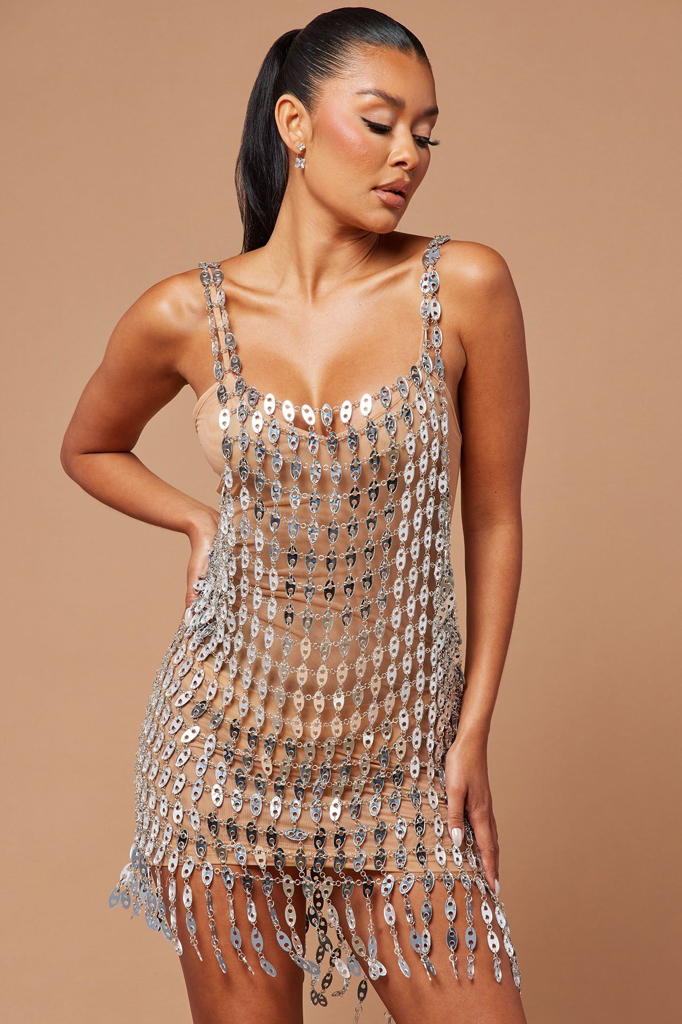 Liana Chain Mirror Mini Dress - Silver sold by Fashion Nova product image thumbnail 2
