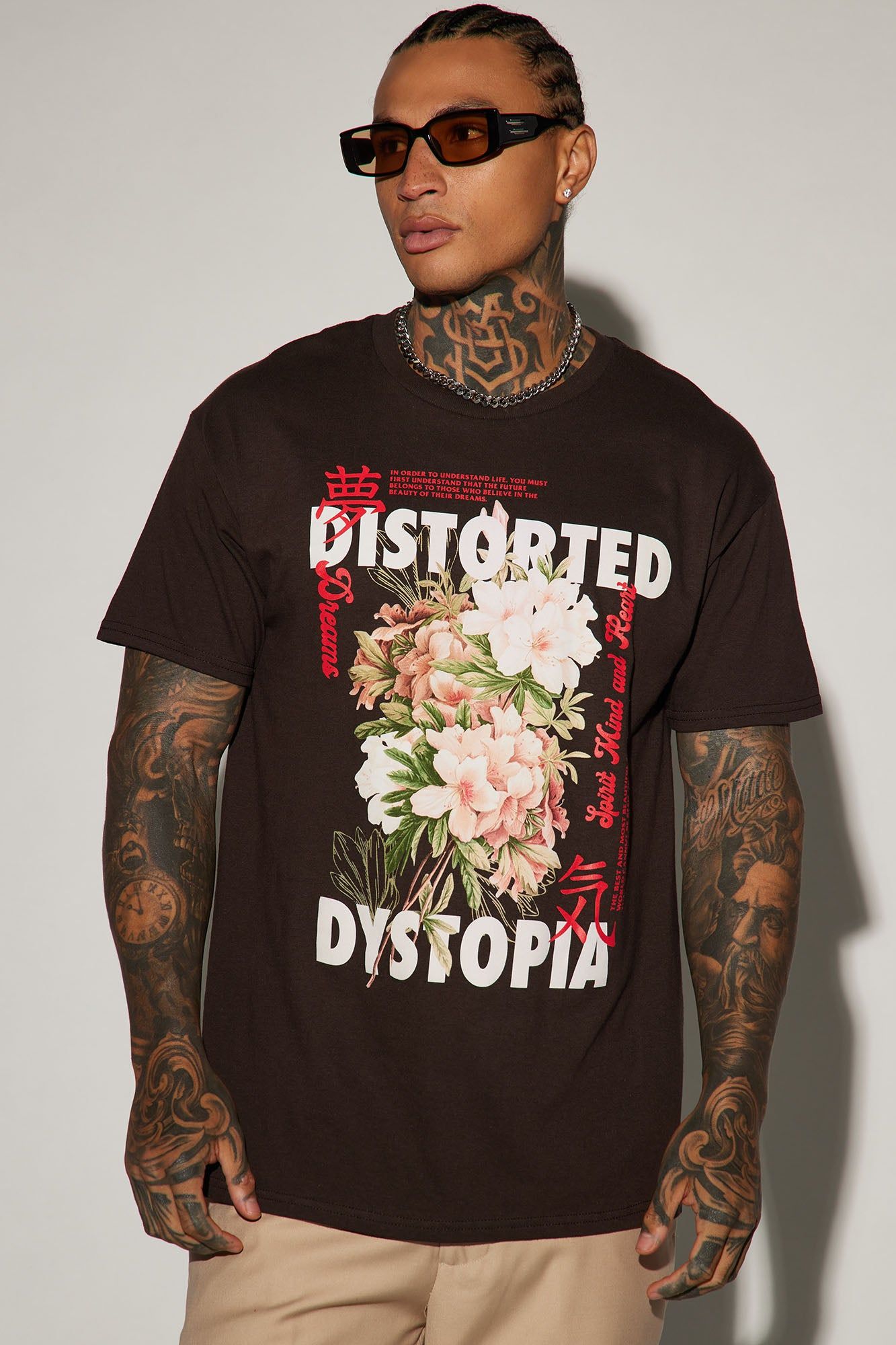 Distorted Dystopia Short Sleeve Tee - Brown sold by Fashion Nova
