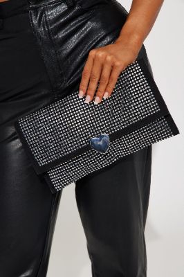 Dreamer Heart Clutch  - Black/Silver sold by Fashion Nova