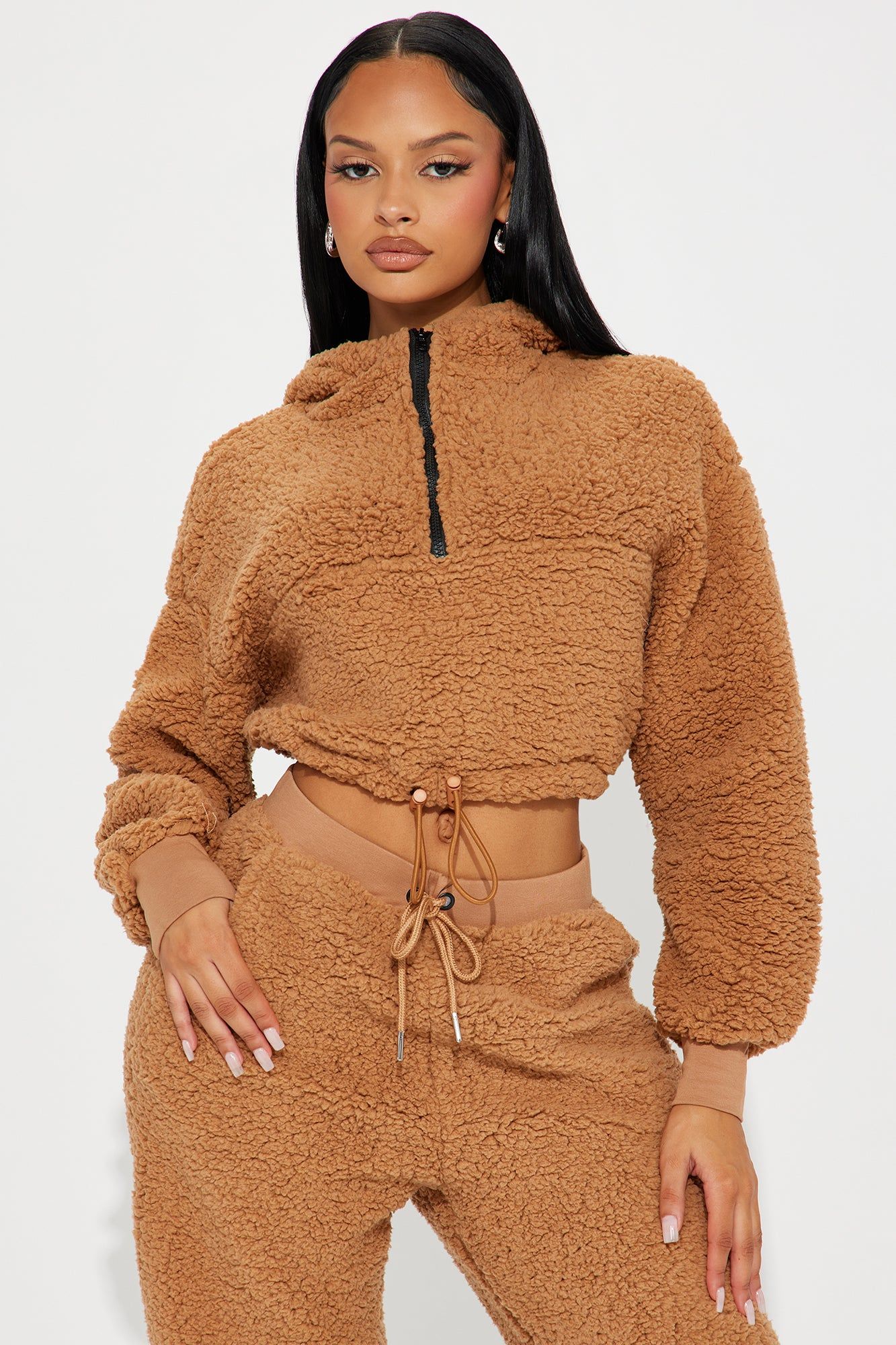 Little Teddy Sherpa Jogger Set - Mocha sold by Fashion Nova product image thumbnail 2
