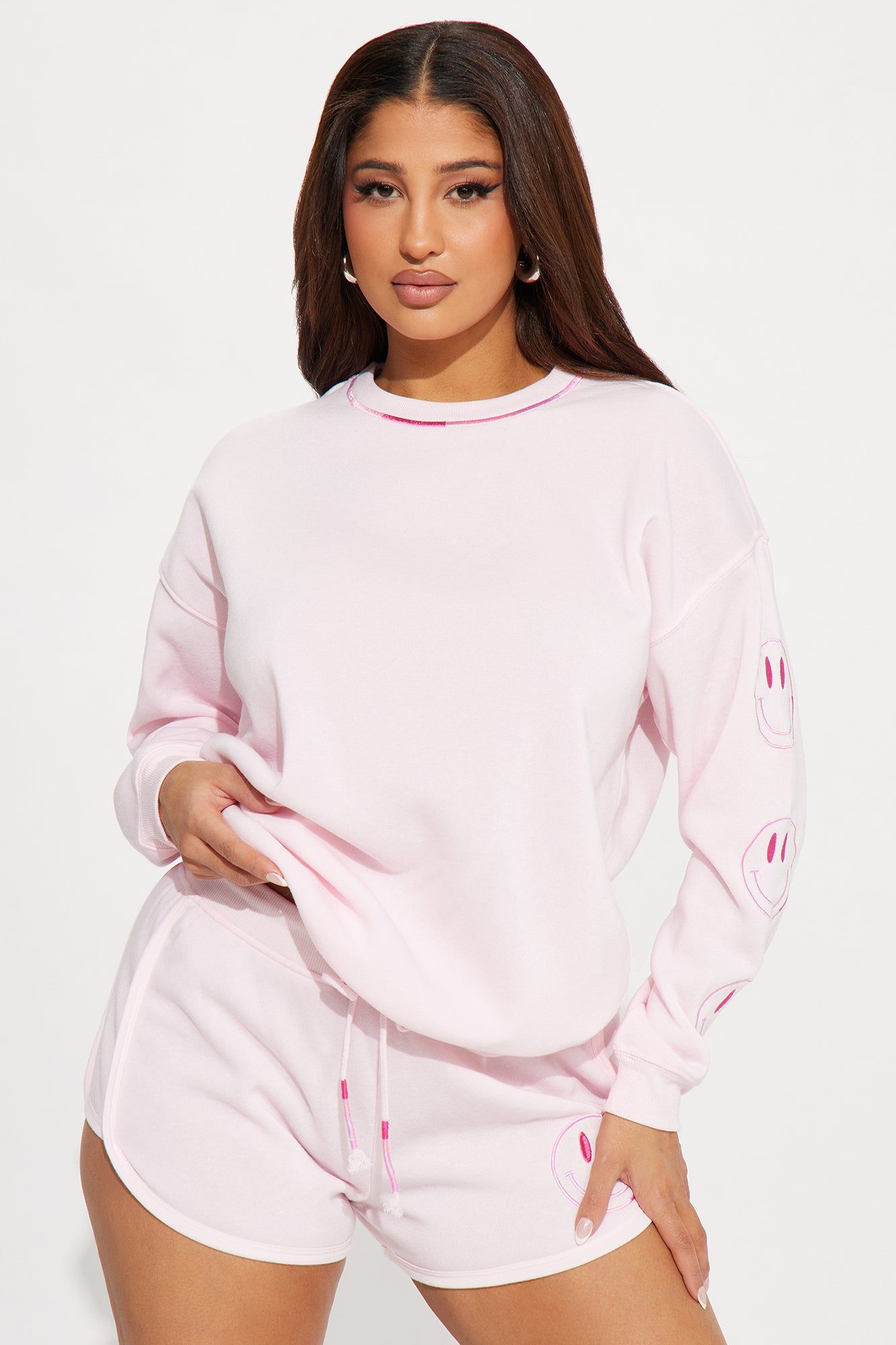 All Smiles Fleece Short Set - Pink sold by Fashion Nova product image thumbnail 2