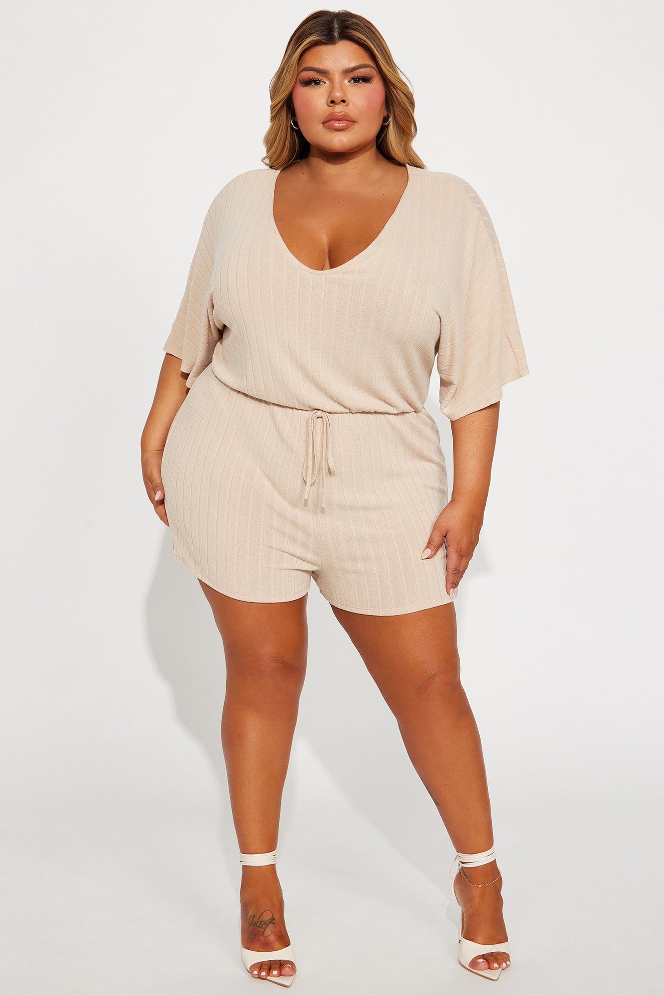Praise Me Ribbed Romper - Taupe sold by Fashion Nova product image thumbnail 4