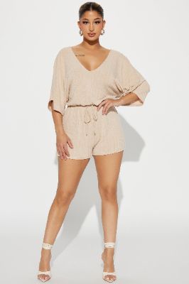 Praise Me Ribbed Romper - Taupe sold by Fashion Nova