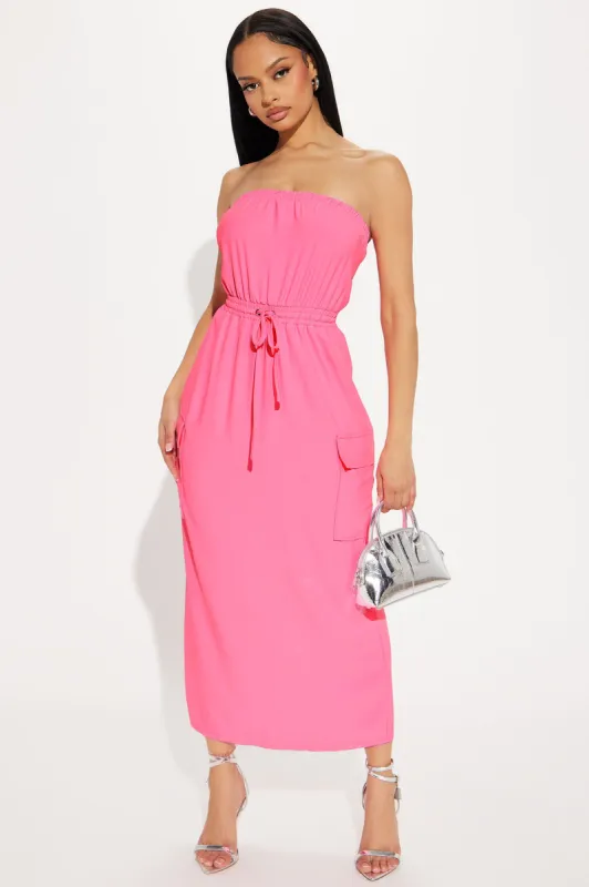 Jetsetter Cargo Midi Dress - Hot Pink sold by Fashion Nova