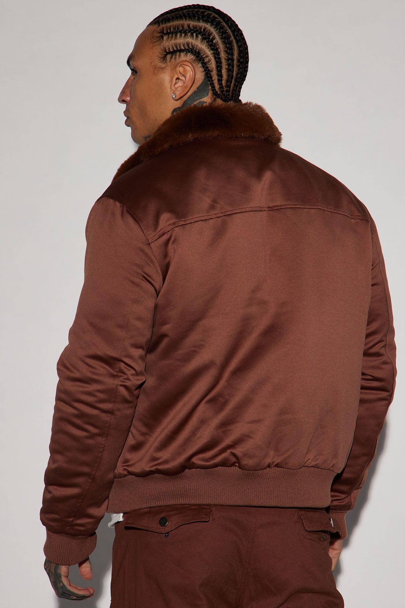 Faux Fur Collar Aviator Bomber Jacket - Brown sold by Fashion Nova product image thumbnail 3