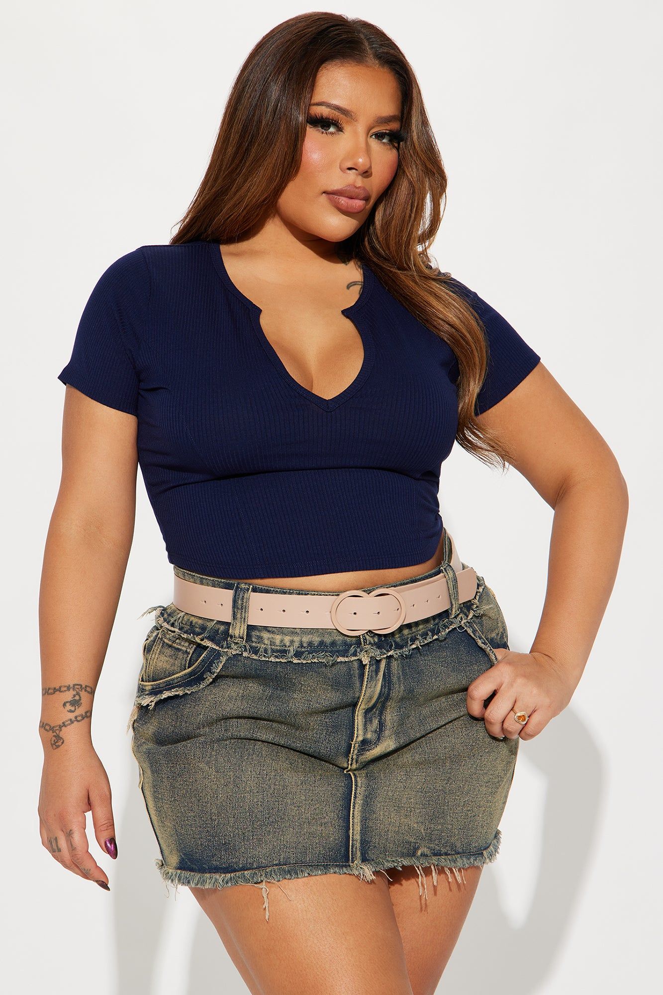 Valentina Plunge Crop Top - Navy sold by Fashion Nova product image thumbnail 4