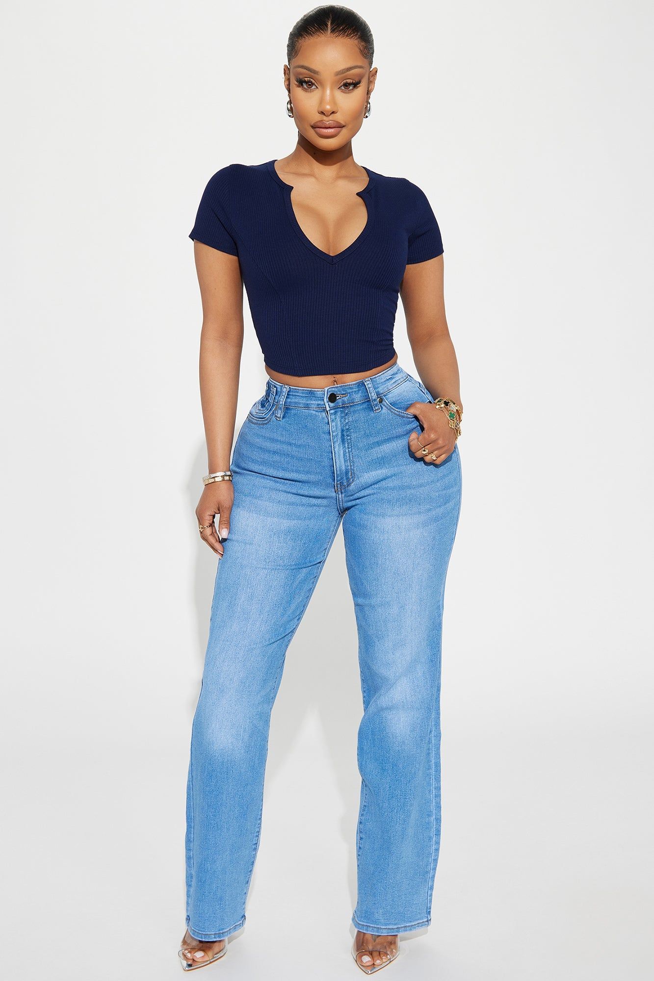Valentina Plunge Crop Top - Navy sold by Fashion Nova product image thumbnail 2