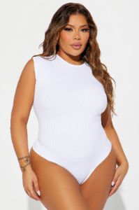 Veronica Ribbed Bodysuit - White sold by Fashion Nova